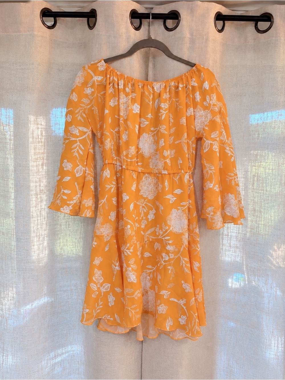 Floral Off-Shoulder Orange Dress